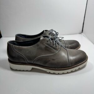 Romano Sicari Gray Leather Oxford Shoes Sz‎ 38 7.5 Women Made in Italy Academia